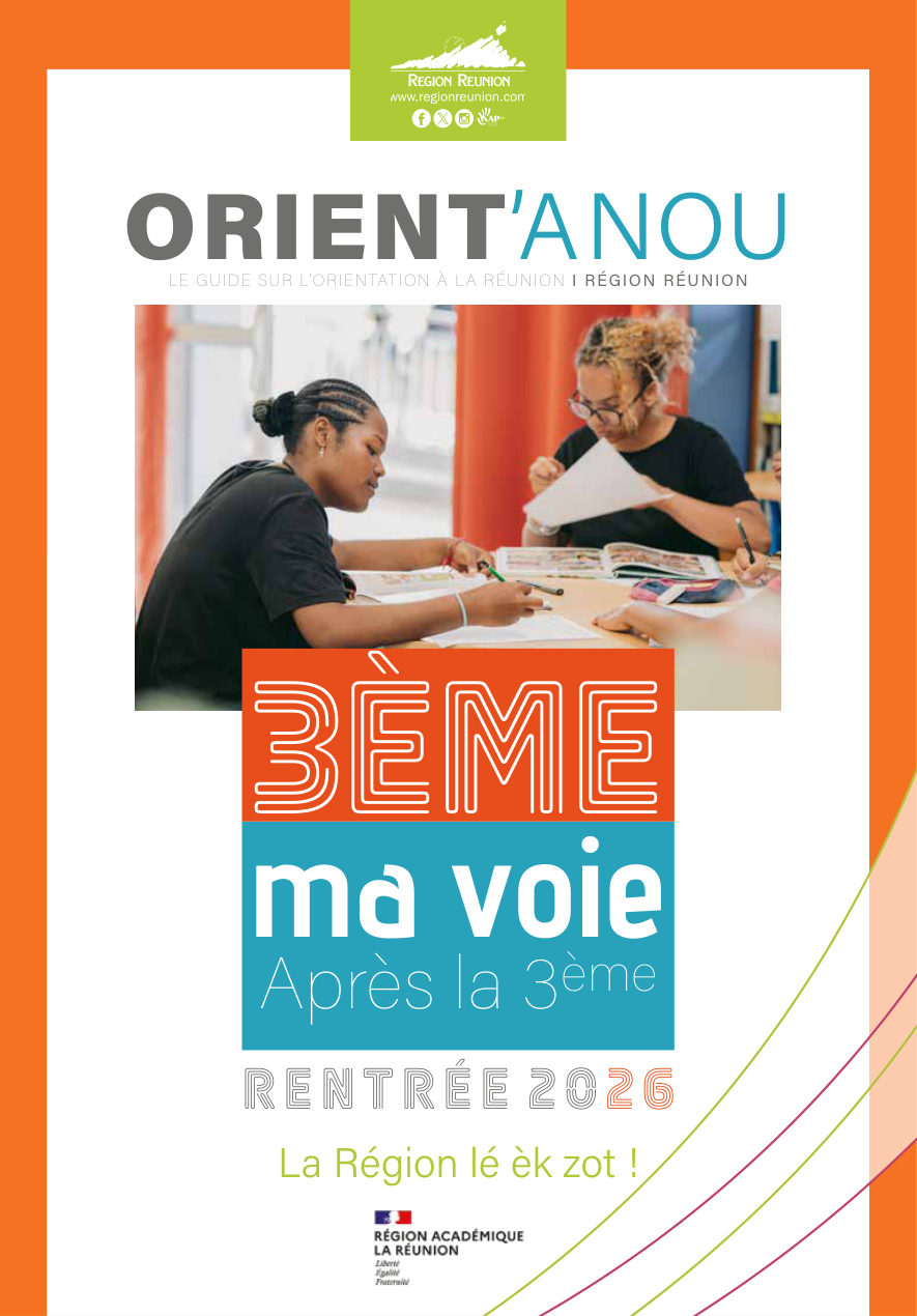 Couverture du guide Ma voie après la 3e — Région Réunion 2026